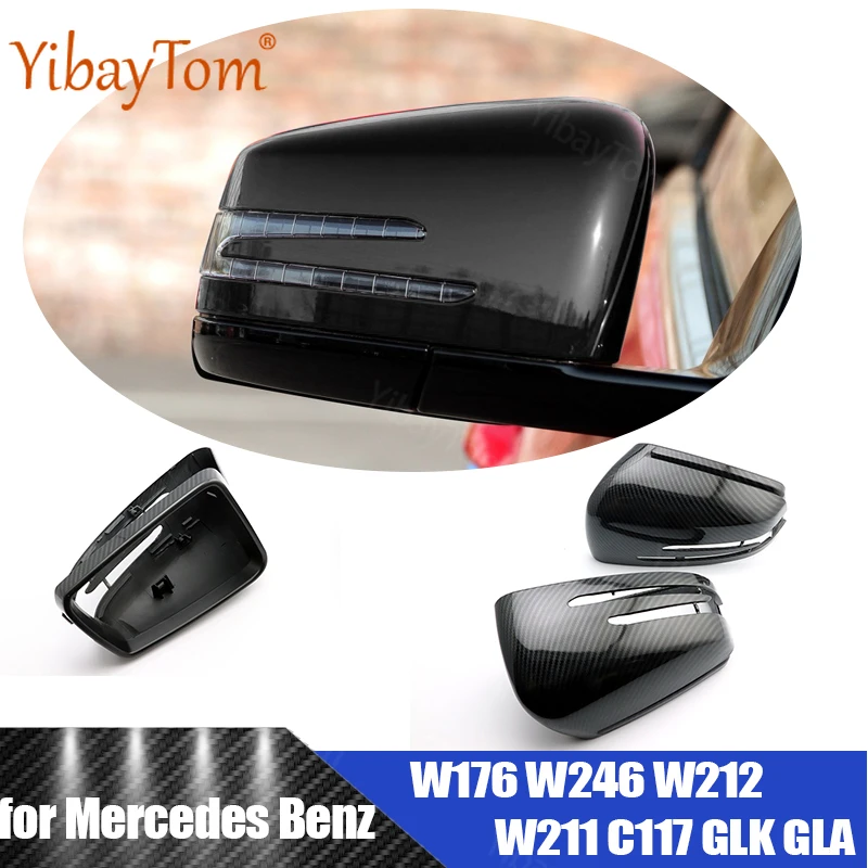 2pcs Shell Side Mirror Cover Caps Carbon Fiber Pattern for Mercedes Benz W176 W246 W204 W212 W221 C117 X204 X156 Accessories