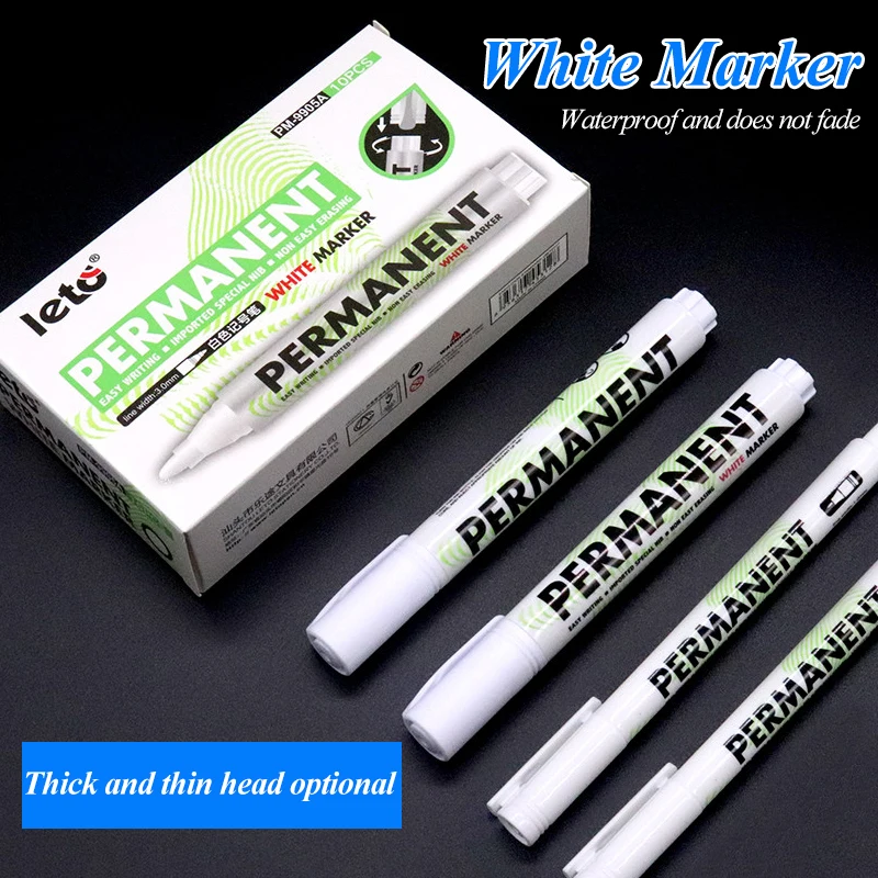 1pcs 1.0/3.0mm White Marker Waterproof Quick-drying Non-fading Smooth School Supplies For Shoe Graffiti Tire Coloring