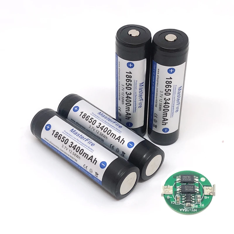 

MasterFire Original Protected 3400mah 18650 3.7V 12.58Wh Rechargeable Battery Lithium Batteries Cell with PCB Made in Japan