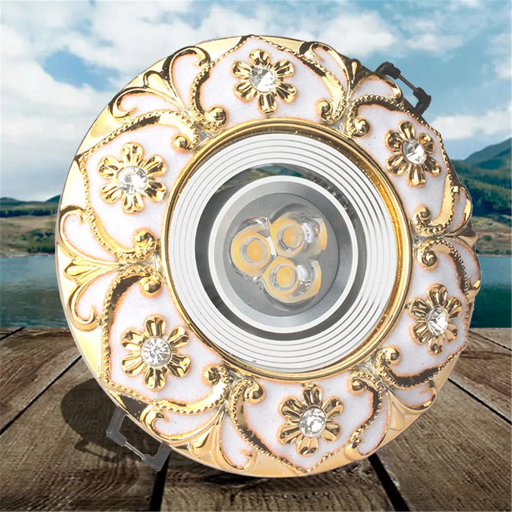 Europe Luxury Diamond-Encrusted Gold Garland Led Downlights 3W 5W 7W For Hallway Foyer Dining Room 220V Recessed Lamp Spotlights