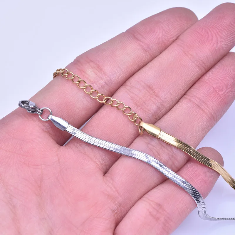 남성용 스테인레스 스틸 목걸이, 플랫 체인 넥 초커, 패션 쥬얼리, 스네이크 콜리어, Acier Inoxidable femme