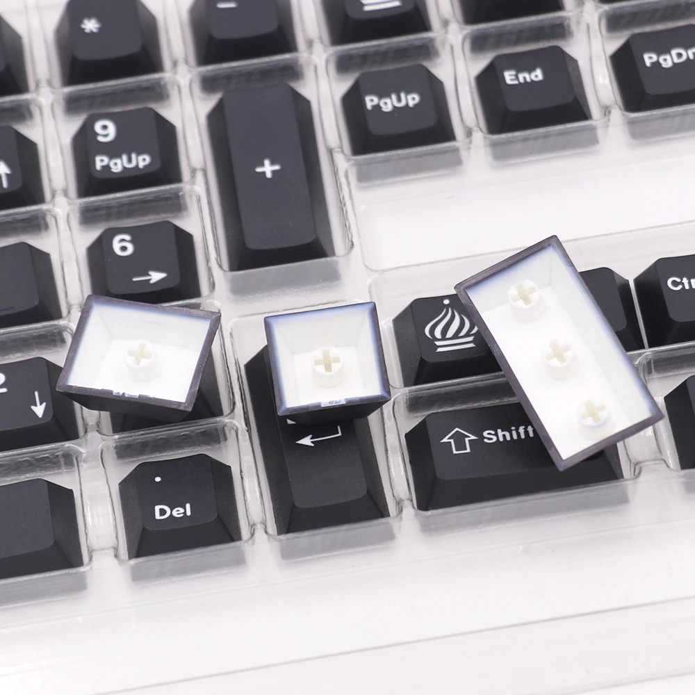 BGKYPRO Hitam Rusia Radikal Ethermal Dye Sublimasi Font PBT Keycap untuk Kabel USB Keyboard Mekanik 120 Keycap