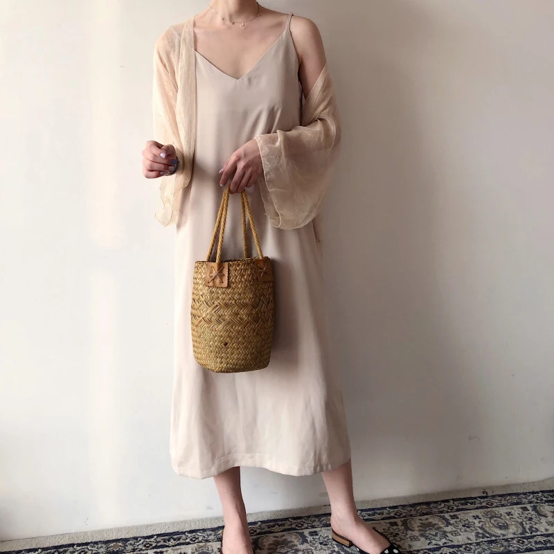 JANZHISAN Women Summer Crinkle Chiffon Cardigan Sheer Casual Beach See Through Cover Ups Transparent Loose Top For Vacation
