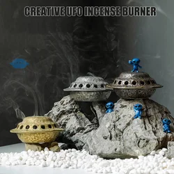 Creative UFO Incense Burner Alien Spaceship Ceramic Censer Incense Holder Statue Home Office Desk Decor Ornament Dropshipping