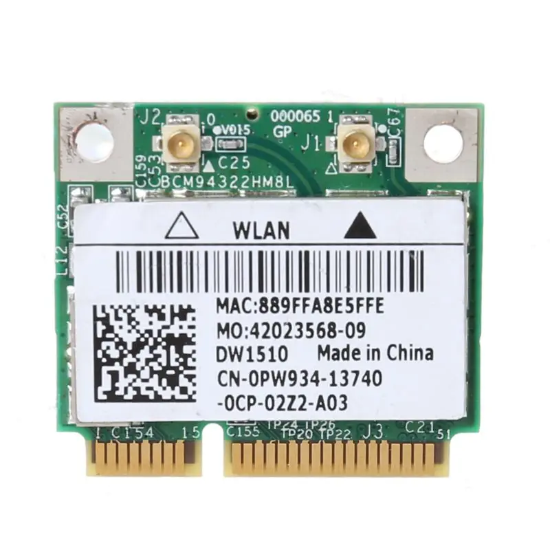 BCM94322HM8L DW1510 Dual Band 2.4+5G 300M 802.11a/b/g/n WiFi Wireless Half Mini PCI-E Card for Dell E4200 E5500