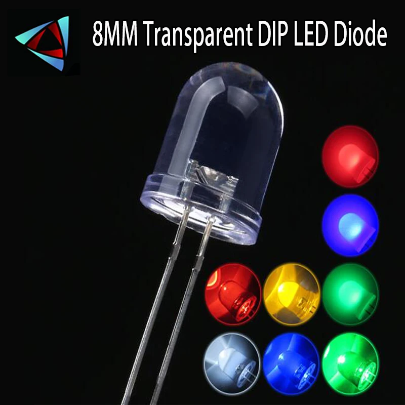 20Pcs 8MM Zestaw diod LED 3V Zestaw emitujących światło Biały Zielony Czerwony Niebieski Żółty Różowy Fioletowy Pomarańczowy RGB Szybki Powolny Ciepły ZESTAW LED