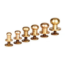 10Pc 5/6/7/8/9/10mm Brass Screw In Button Studs Round Head Rivet Stud Bag Snap Clasps Buckle Fastener Sewing Leather Craft