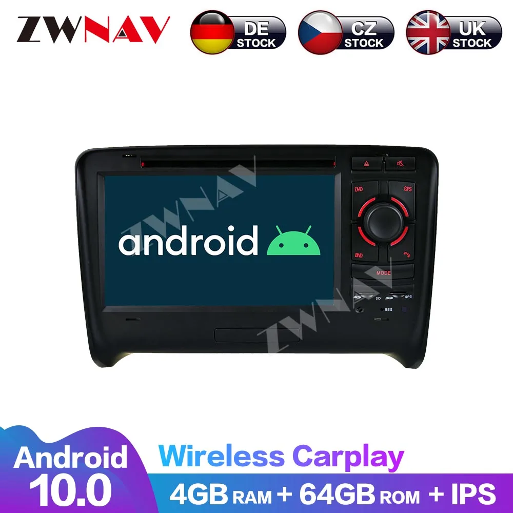 Car Multimedia Player Touch Screen Android 10 4+64G 8 Core Carplay DSP For Audi TT 2006-2011 GPS Navigation DVD Player