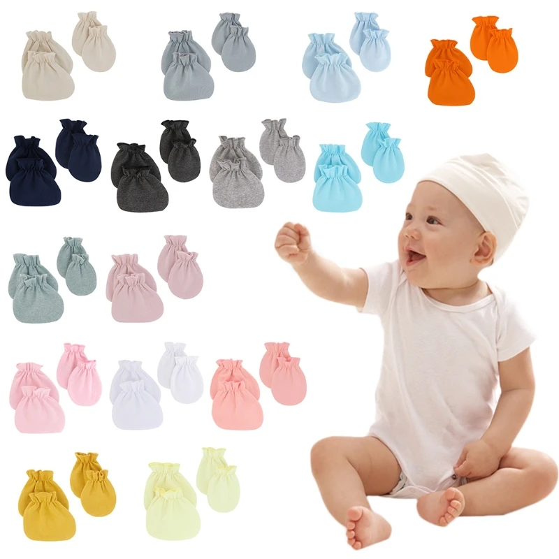 Baby Soft Cotton Gloves Foot Covers Set Anti Scratching Mittens Socks Face Protection Gloves Sox Kit for Newborn Infants