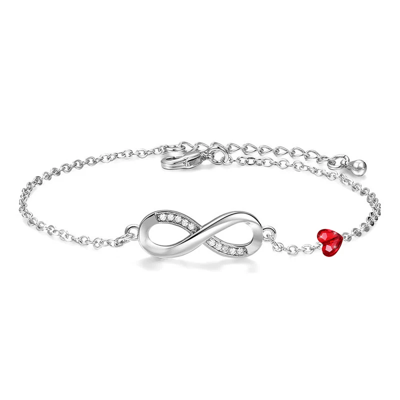 New In Endless Love infinity Bracelets for Women Girls Birthday Crystals from Austria Silver Color Chain Link Adjustable