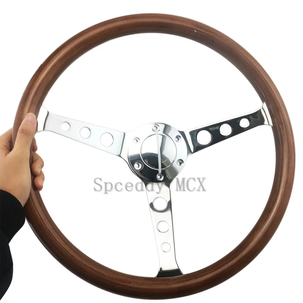 Spceddy Car Steering Wheel 2021 New style 15Inch 380mm Steering Wheel Universal Car Race Sport-Steering Wheels Classic Wooden