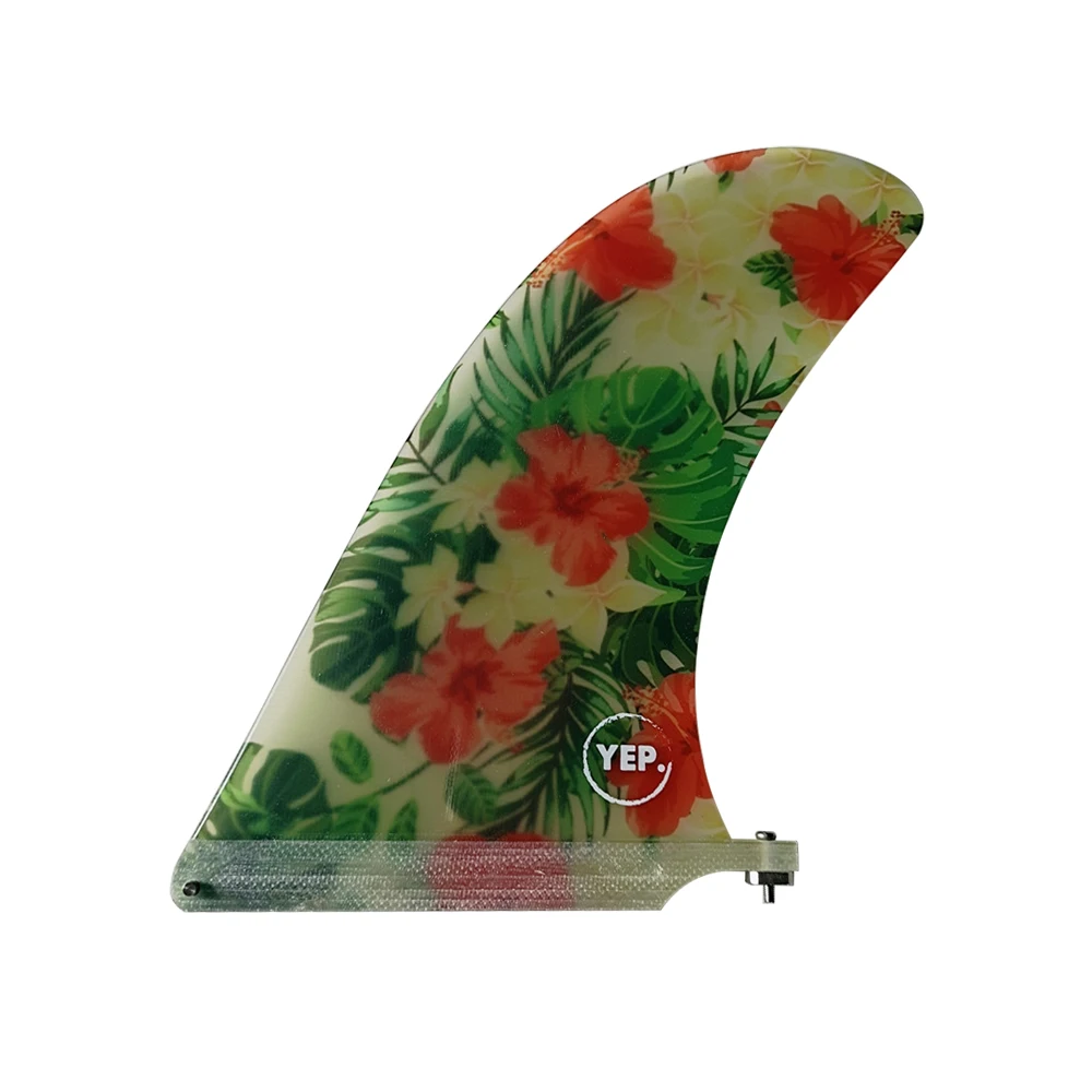 YepSurf-aleta de fibra de vidrio para tabla de Surf, patrón de flores pulidas, 9,5/10 pulgadas