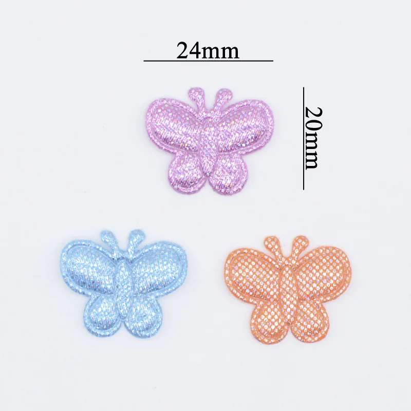 100 Pz 24*20mm Tessuto Colorato Farfalla Applique Toppe E Stemmi Imbottiti per Vestiti FAI DA TE Cappello Scarpe Copricapi Tornante Festival Decor