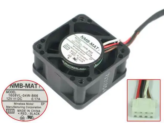 

NMB-MAT 1608VL-04W-B66 B53 DC 12V 0.17A 40x40x20mm Server Cooling Fan