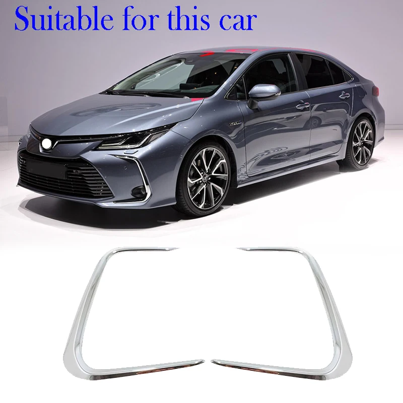 Front Fog Lights Fog Light Lamp Ring Frame Cover Trim Fit for Toyota Corolla E210 Prestige Altis 2019 2020 Bright Silver