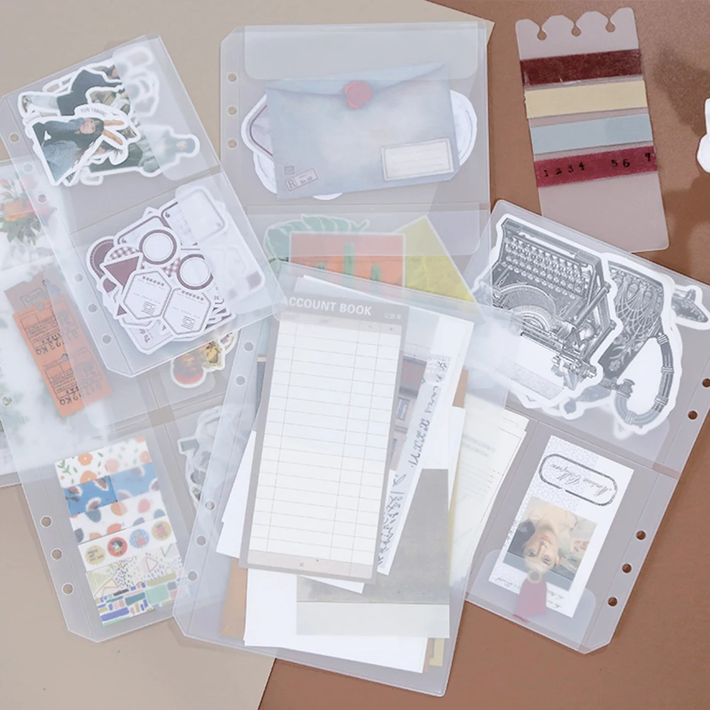 Bolsa porta archivos de almacenamiento transparente A5/A6, bolsa de colección de cuaderno de hojas sueltas, accesorio para diario, estuche para