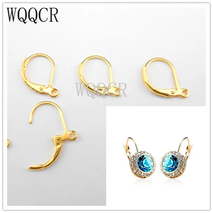 

200PCS Hot Sale Depressed Semicircle Gold Plated Earring Hook Earwires Woman Jewelry Lever Back DIY Making Accessories Findings