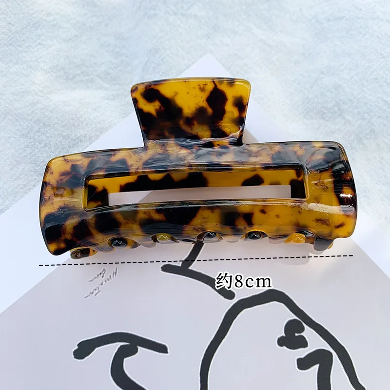 Vintage Crab Hair Clip Women 8cm Large Hair Claw Marbling Square Hollow Out Acetate Hair Clip Girls Hair Accessories Hair Claw