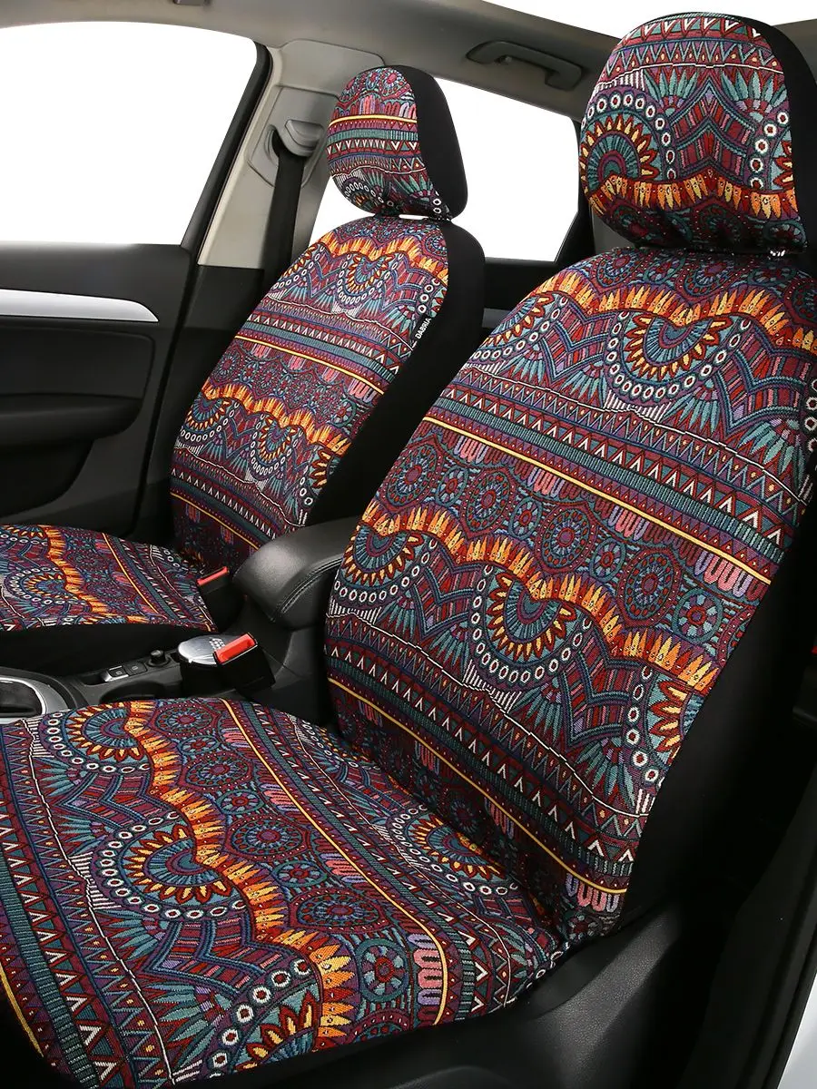 Baja Blanket Car Seat Covers set Magic Boho Designs Universal Size Fit for Most Cars SUVs Trucks Vans Woven Fabric Full Set Pack