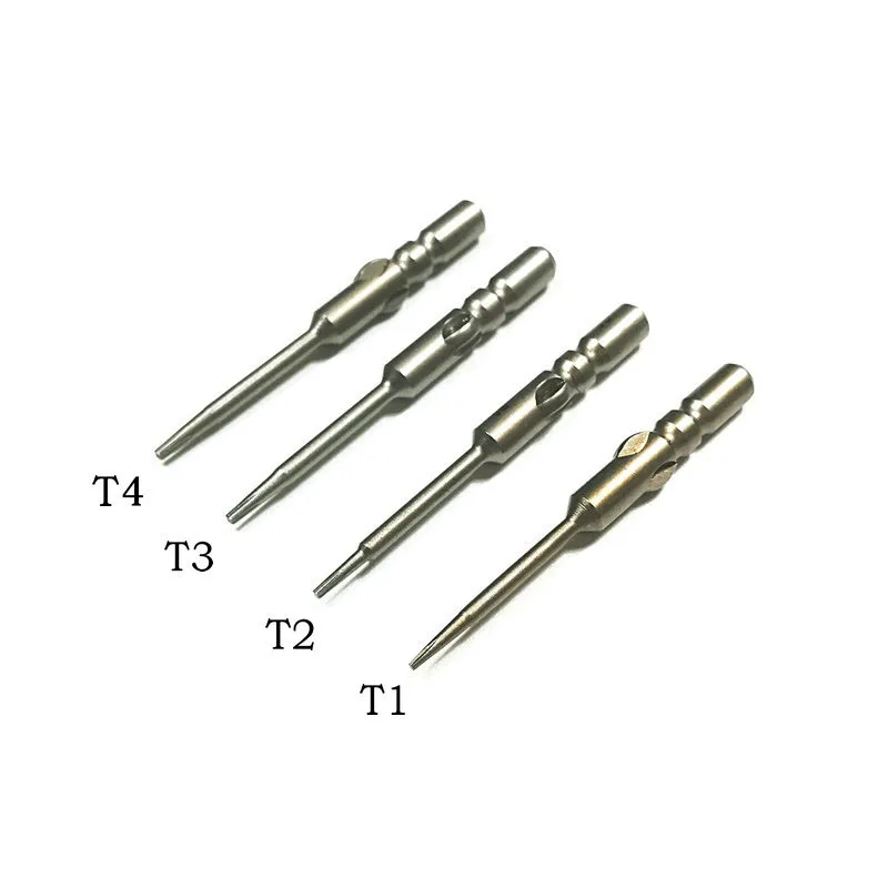 10PCS 40mm Length 800 4mm Round Shank Electric Magnetic Precision Torx Screwdriver Bits T1 T2 T3 T4 for Phone watch repair tools