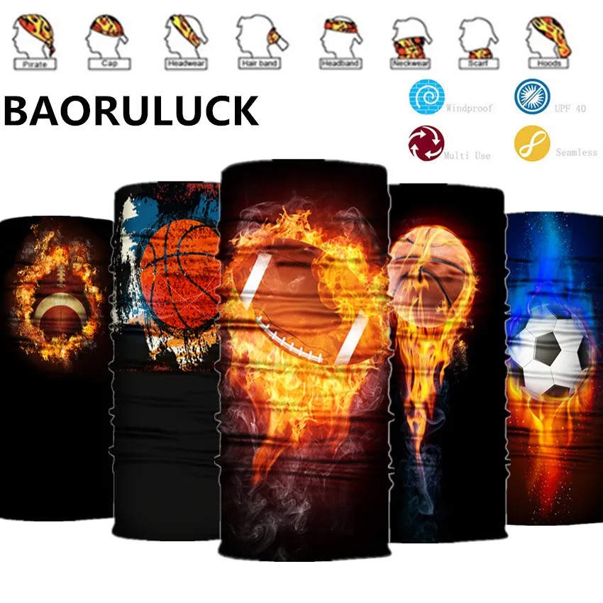 

Football Baseball Basketball Pattern Printed Face Mask Half Sun Dust Protection Scarf 3D Tube Mask Seamless Durable Face Bandana