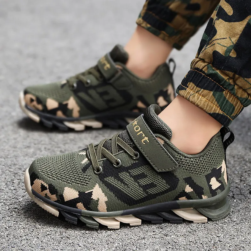 2024 Trend Kids Running Shoes Children Boys Walking Shoes Outdoor Camouflage Mesh Knitting Boys Jogging Sneakers zapatillas niño