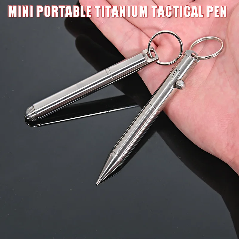 Mini Titanium Tactical Pen Self Defense Outdoor EDC Tool Keychain Pocket Business Writing Pen Collection Metal Pen Gift Box