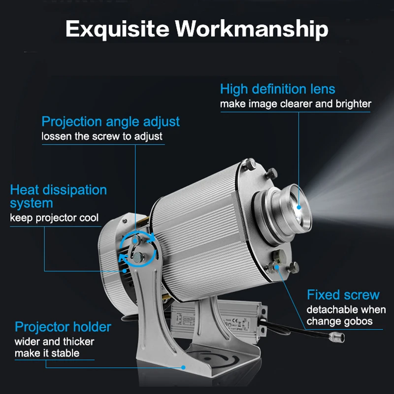 New Logo Projector 80W Outdoor Gobo Rotation Proyector Advertising Light for Companies Marketing y Publicidad Adjustable Lens