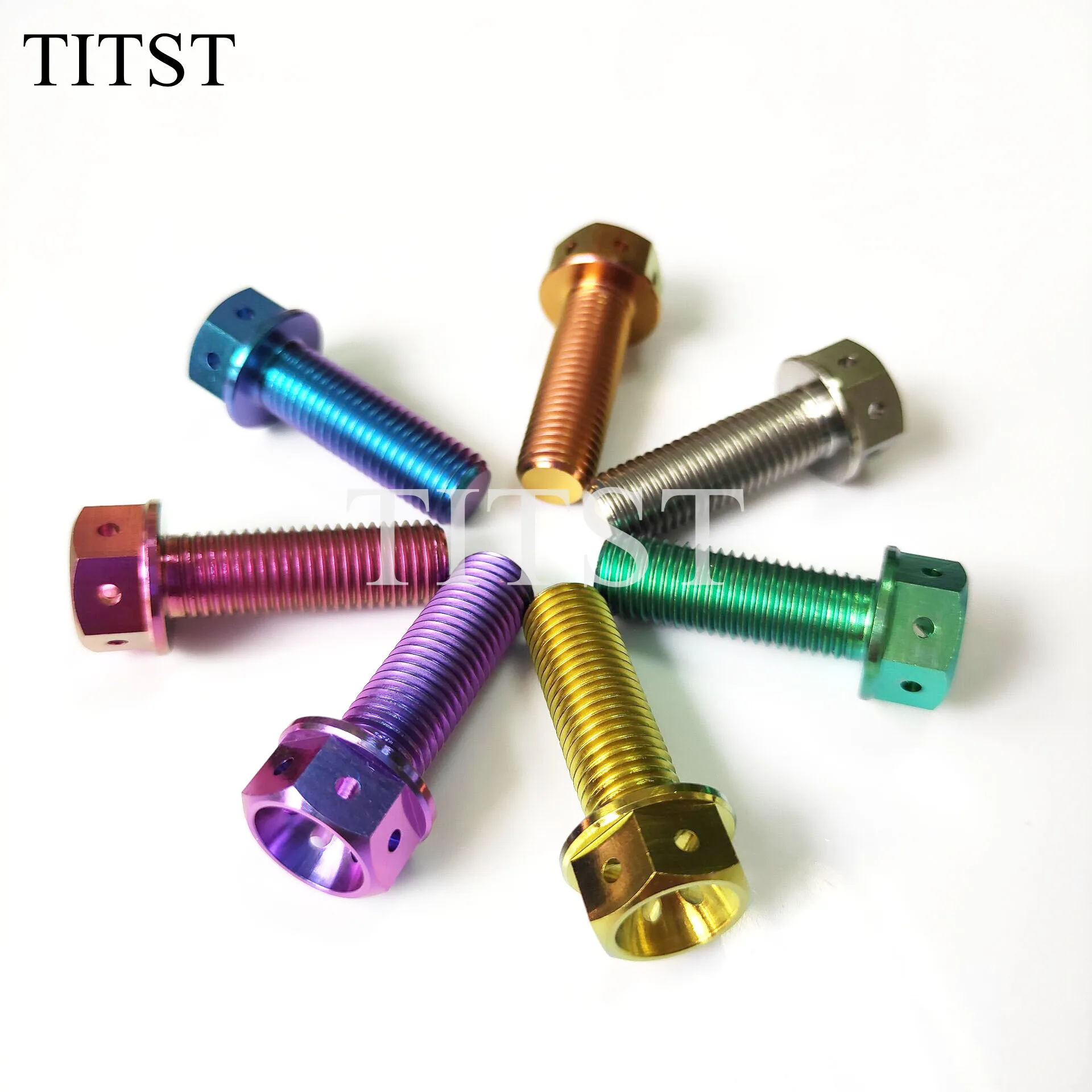 TITST M5*10/15/20/25/30/mm  titanium hex flange bolts with drilled holes  ( one lot = 2 pcs )