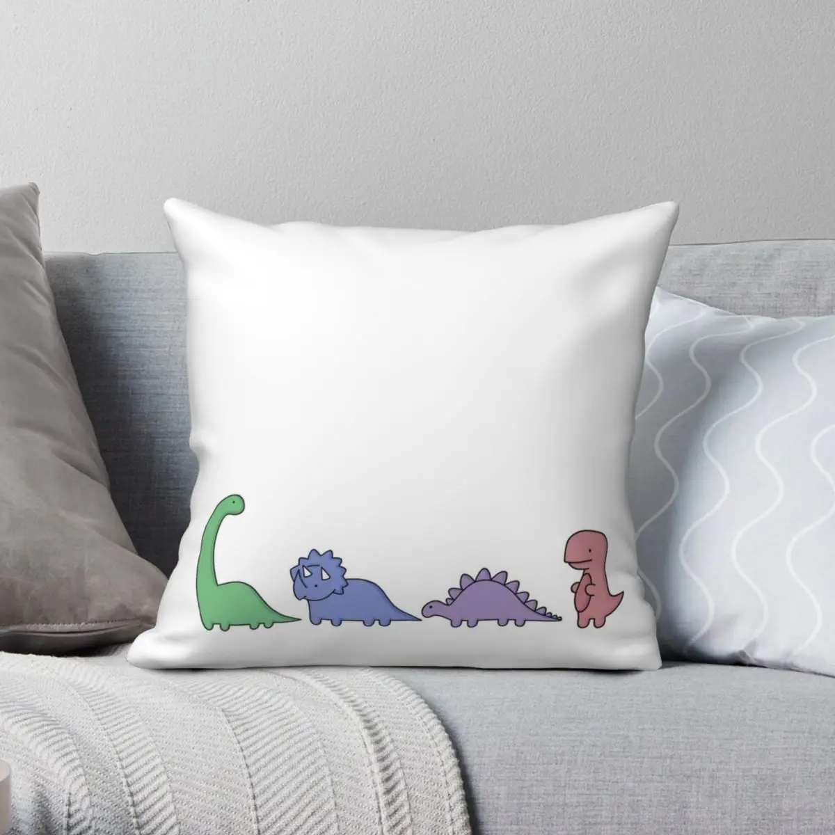 

Dinosaur Illustrations Square Pillowcase Polyester Linen Velvet Printed Zip Decor Throw Pillow Case Car Cushion Cover