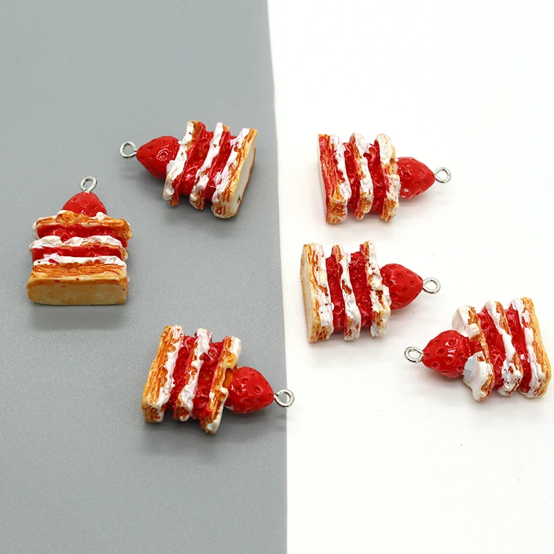 8pcs Cute Multi-layer Cake Resin Food Charms For Earring Key Chains Diy Accessory Simulation Foods Pendant Jewelry Make