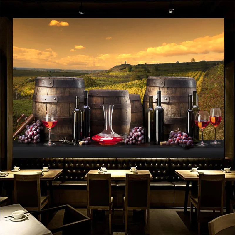 Red Wine and Vineyard 3D Photo Wallpapers Modern Red Wine Selling Center Supermarket Winery Industrial Decor Mural Wall Paper 3D