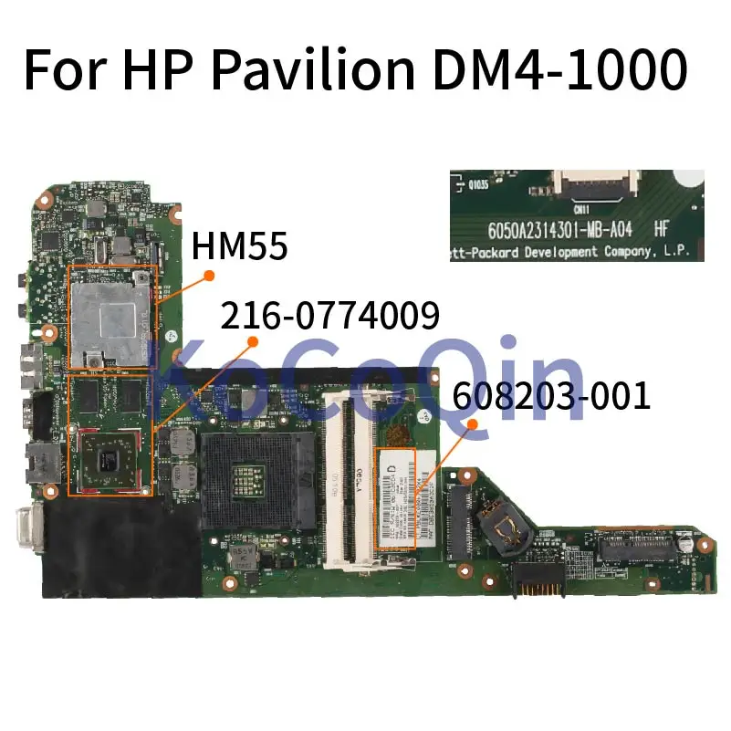 

Laptop Motherboard For HP Pavilion DM4-1000 HD5470M Notebook Mainboard 608203-001 6050A2314301-MB-A04 HM55 216-0774009 DDR3