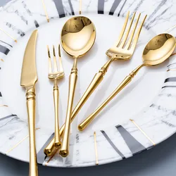 KuBac Hommi ROME Luxury Golden Cutlery 18/10 Stainless Steel Gold Cutlery Set Mirror Shiny Dinnerware Set Drop Shipping