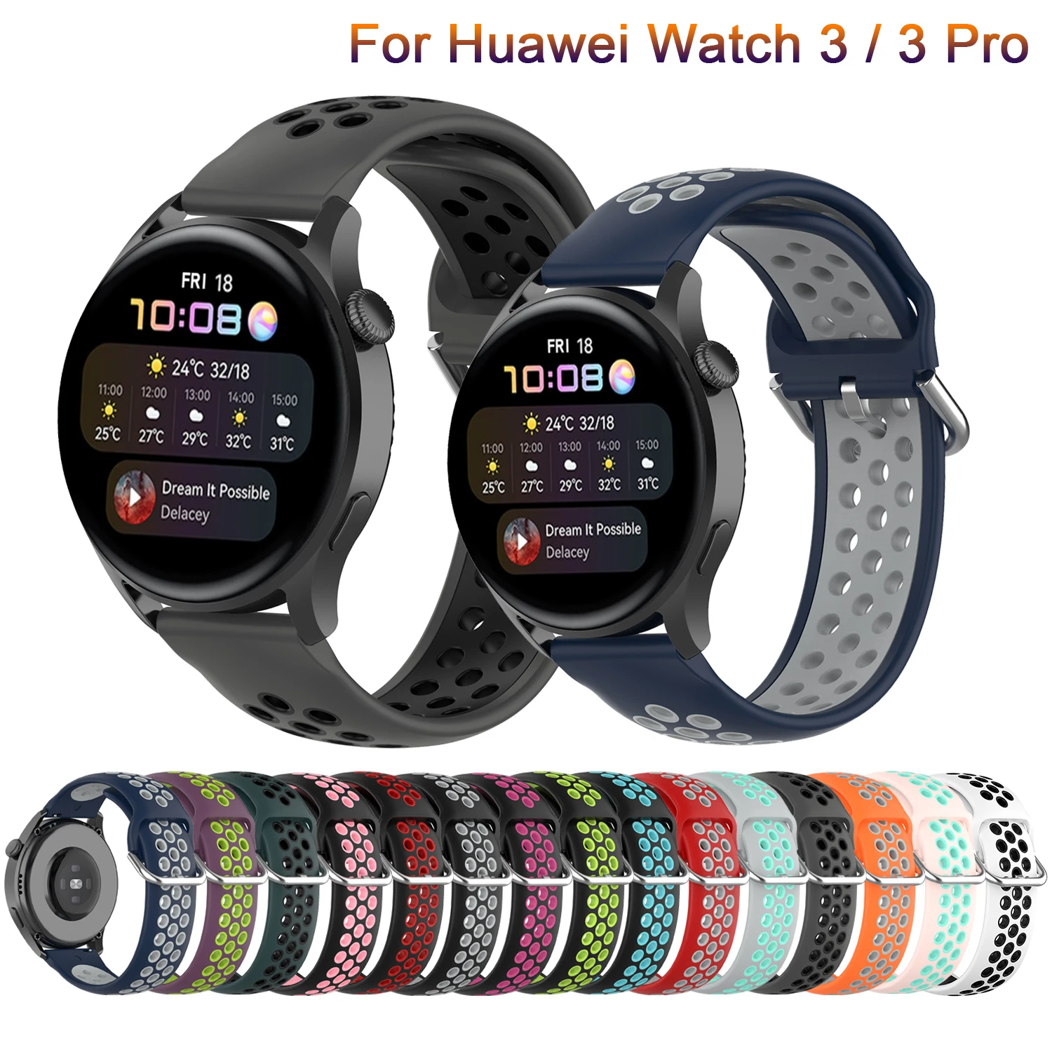 Silicone Strap For Huawei Watch 3 3 Pro GT 2 Pro GT 2e GT 2 46mm Sport Bracelet Strap Loop For Honor GS Pro Magic 2 46mm Correa