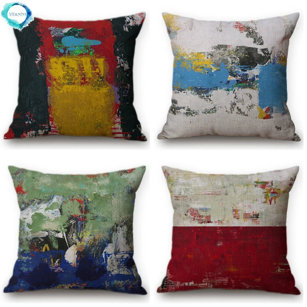 

Graffiti Art Oil Painting Decorative Cushion Cover Cotton Linen Pillow Case Home Decoration Sofa Throw Pillow Cover 45x45cm