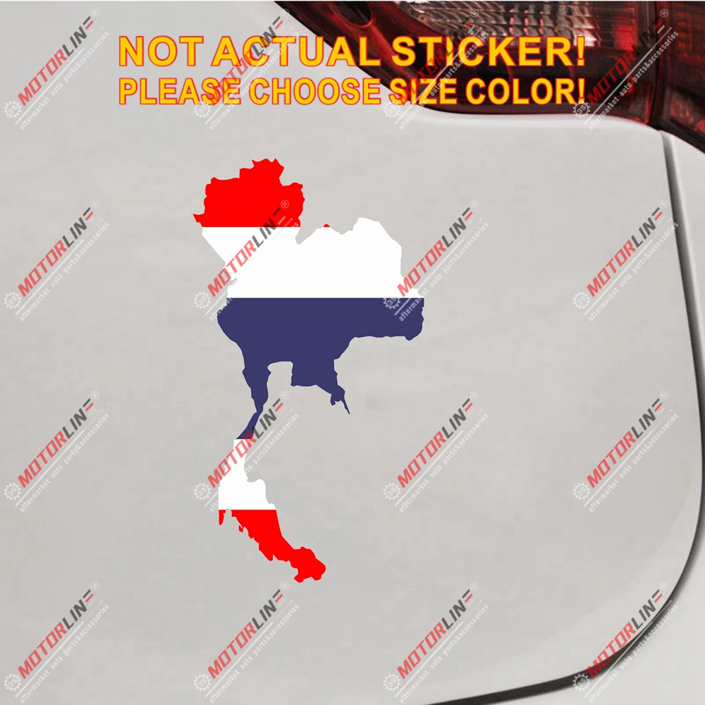 Thailand Map Flag outline Silhouette Thai Decal Sticker Car Vinyl pick size