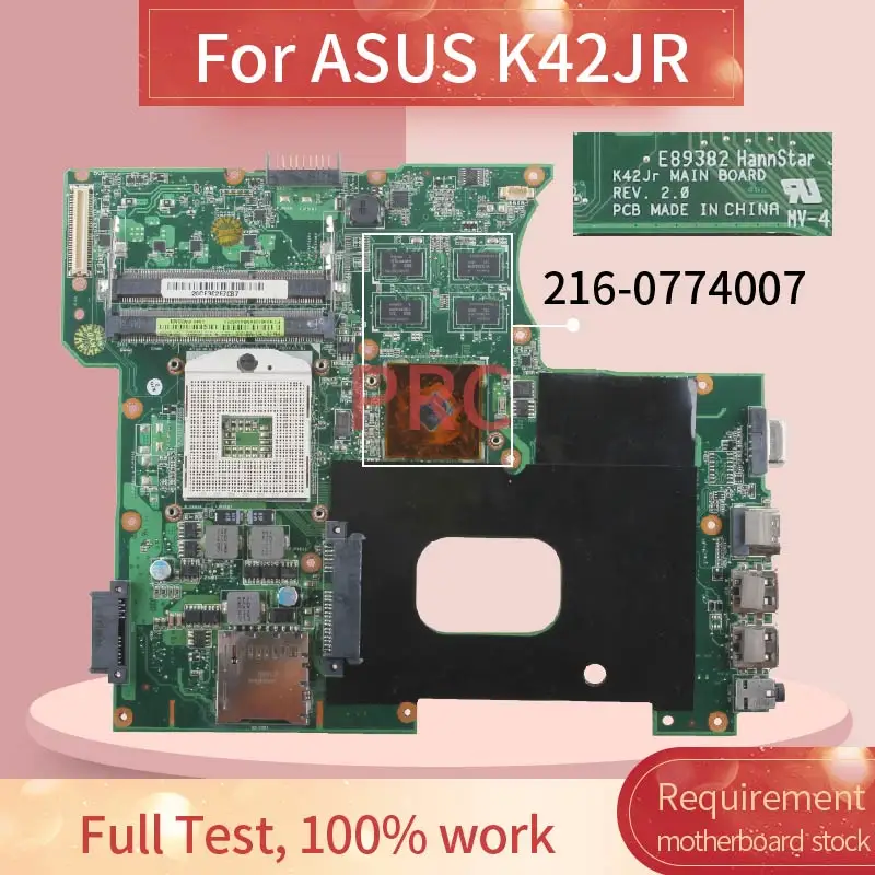 

Материнская плата K42JR для материнской платы ноутбука ASUS K42JR K42JZ REV:2.0 REV.4.0 REV.4.1 HM55 216- 0774007 Протестирована материнская плата ноутбука DDR3