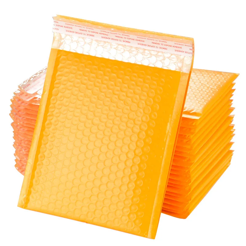 100Pcs Yellow Plastic Bubble Mailers Shockproof Padded Envelopes for Cosmetics/Gift Shipping Bags with Bubble Business Supplies