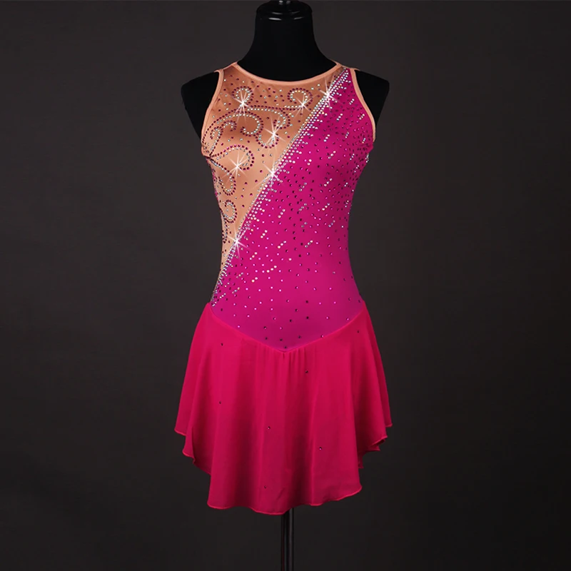 

ice skating competition dress Lyrical Dance crystal rhinestone ice skating dress Ballerina Dance Gymnastic Costume red B026