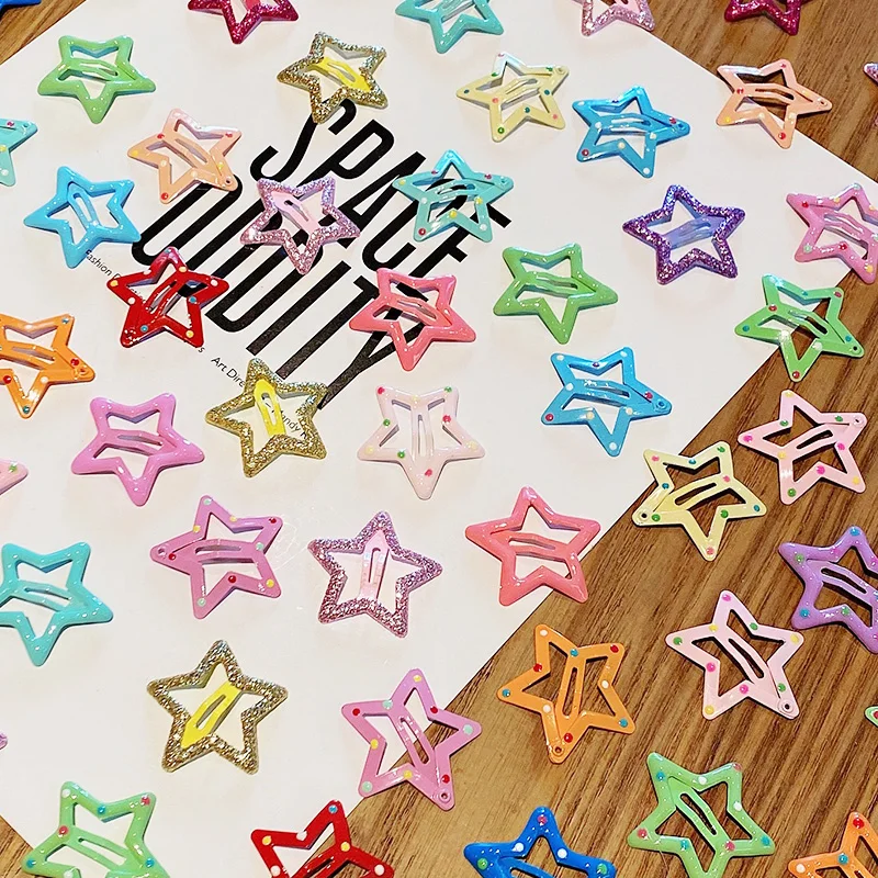 10 Stück/Set Neue Mädchen Süße Bunte Stern- und Tropfenförmige Haarspangen Kinder Niedliche Haarornamente Clip Haarklammern Modische Haaraccessoires – Detail 2