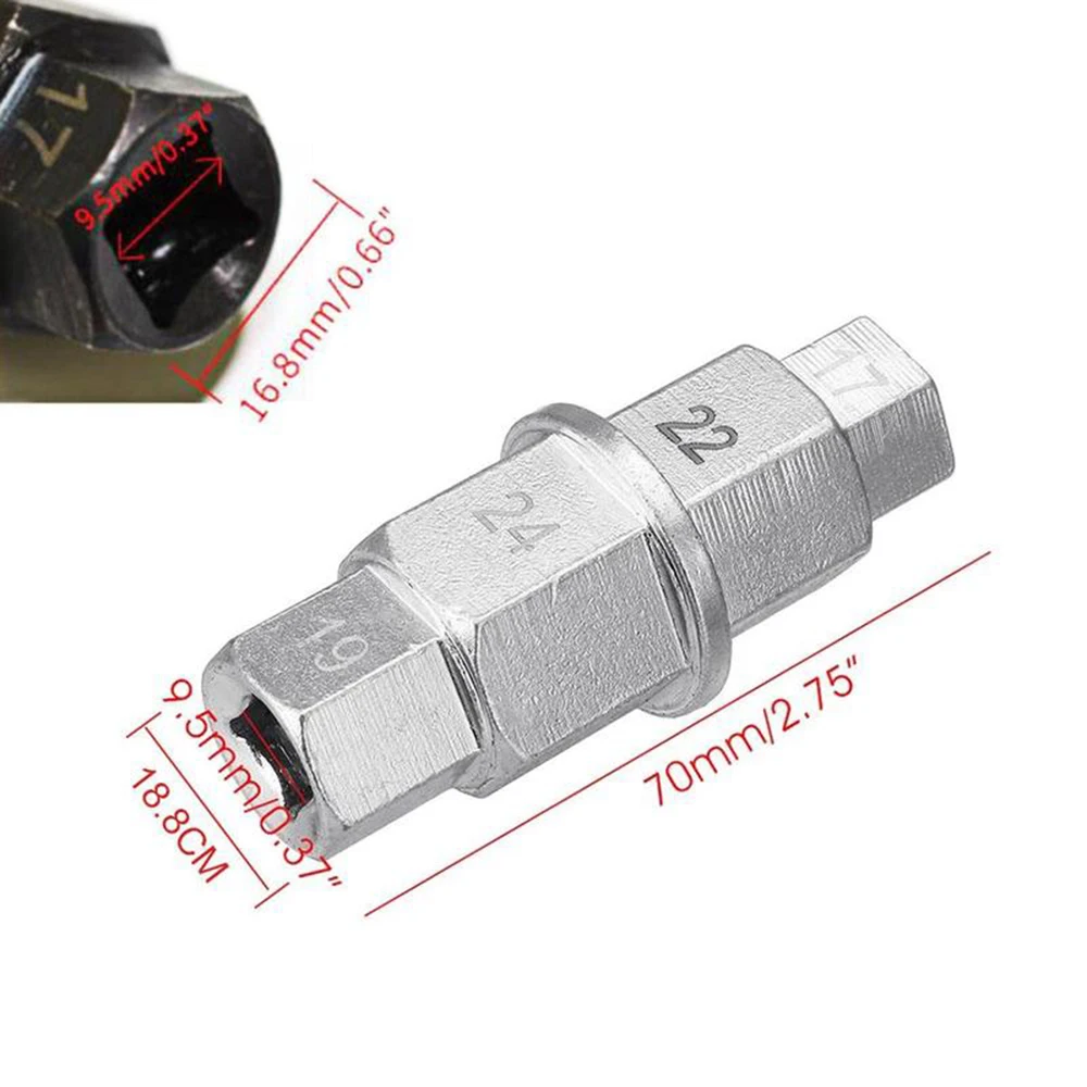Motorcycle Hub Wrench, Motorcycle Front Axle Wrench, Multifunction Key 3/8, 17mm, 19mm, 22mm, 24mm