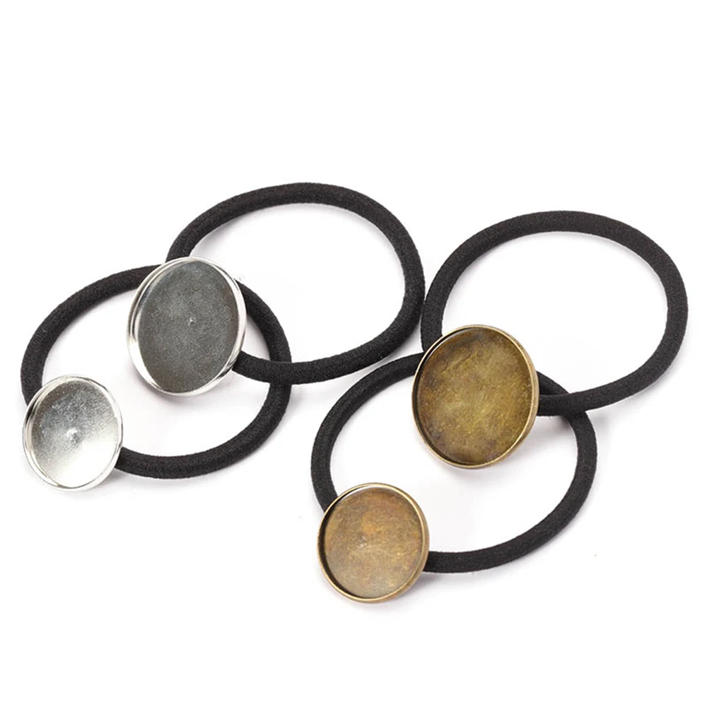 10pcs Hair Band Settings 20/25mm Cabochon Base Holder Hair Clips Elastic Band Rope DIY Women Hair Accessories For Jewelry Making