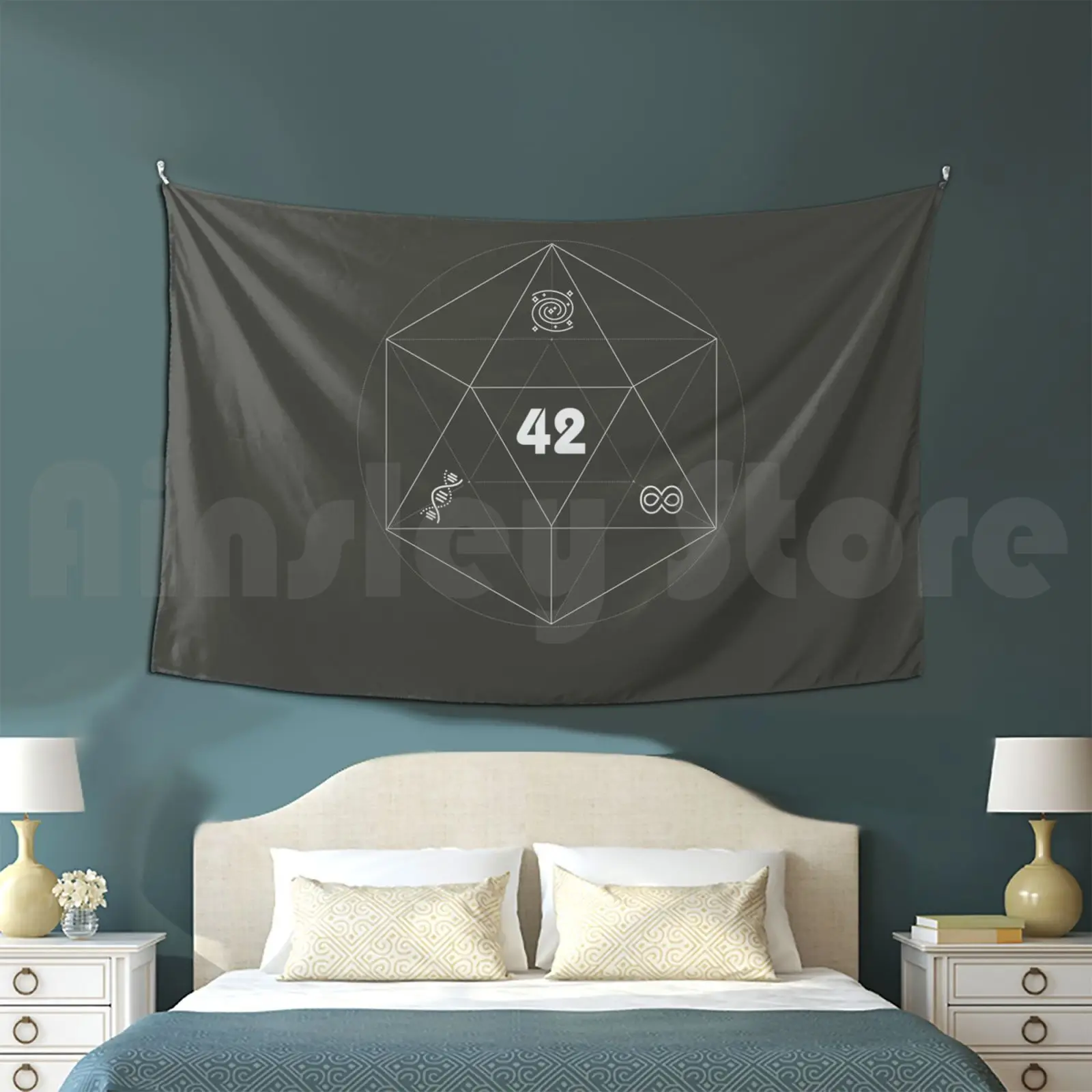 42 ( Life , The Universe , And Everything ) [ Light ] Tapestry Living Room Bedroom Hitchhikers Guide To The Galaxy Life