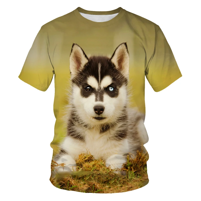 Hot selling Dog Husky Man's T-shirt Dog Jungle Camouflage Duck 3D Print Fashion Summer Ultra-thin Casual Cool Oversized t-shirt