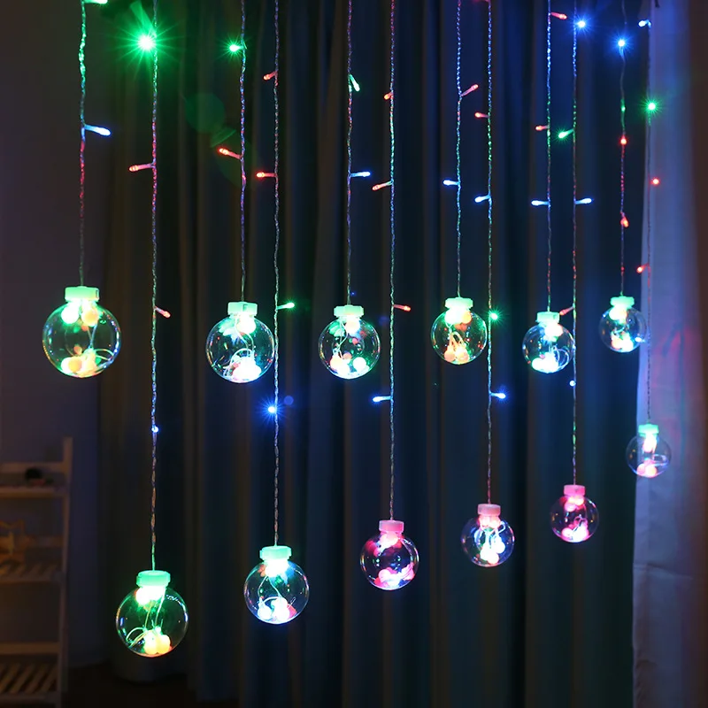 New LED Wishing Ball Curtain String Lights Garland Fairy Christmas Lights Decor for Home Bedroom Living Room Balcony Wedding