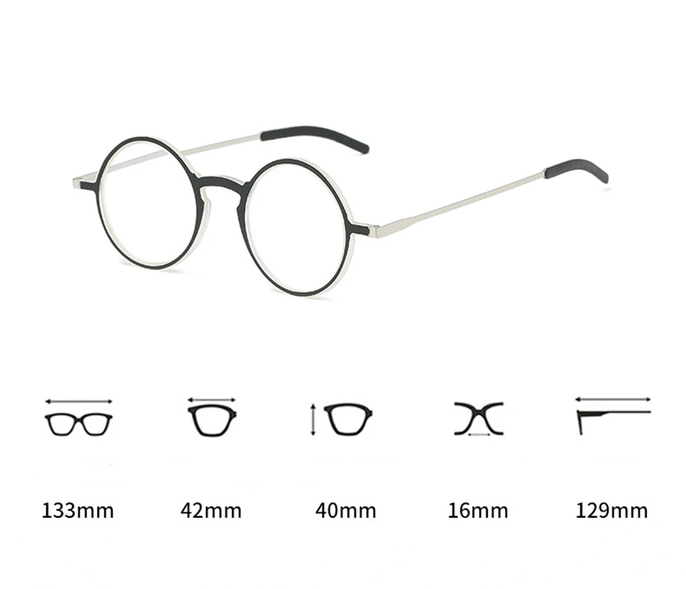 Dünne Lesebrille Protable Tasche Presbyopie Brillen Anti-Blue Ray Brillen Brillen Mit Fall Runde Brille Rahmen +2 – Detail 1