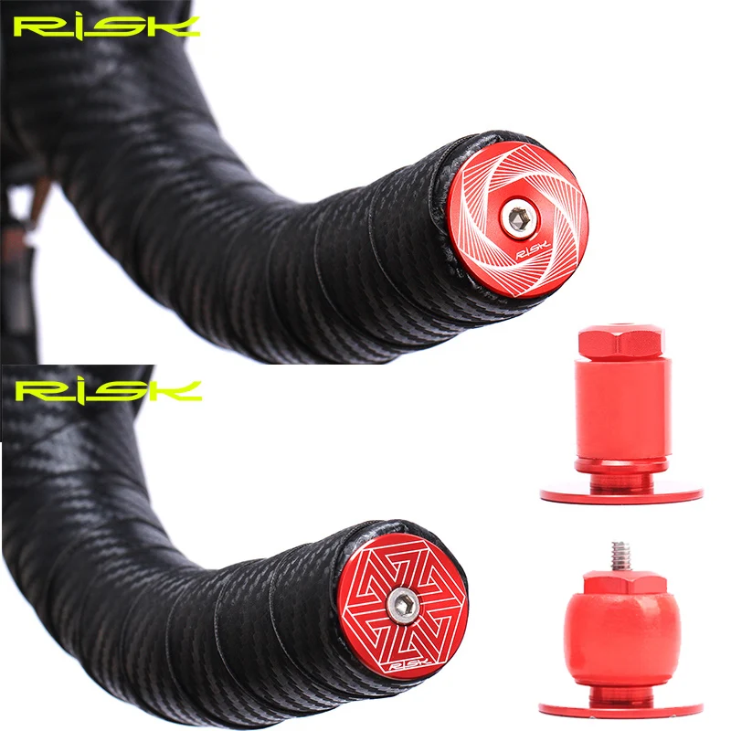 

RISK 2pcs Aluminum Bicycle Handlebar End Plugs MTB Road Bike Grips Ends Cap Swell Bolts For 15-21mm Handle Cycling Accessories