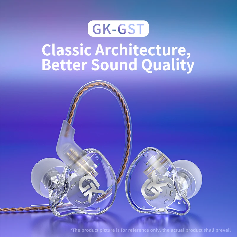 GK GST سماعة أذن 1BA + 1DD تقنية هجينة داخل الأذن هاي فاي باس سماعات أذن بأسلاك شاشة إلغاء الضوضاء لعبة رياضية سماعة