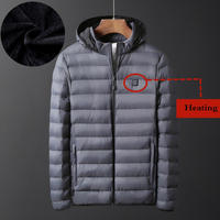 6XL Winter Charging Heating Jacket Plus Velvet Warm USB Heated Hooded Coat Outdoor Hiking Sport Windproof Cotton Clothes Jacket